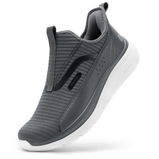 FitVille Men's Extra Wide Slip on Walking Shoes with Arch Support Men Slip on Sneakers for Foot Pain Relief-Stepease V2