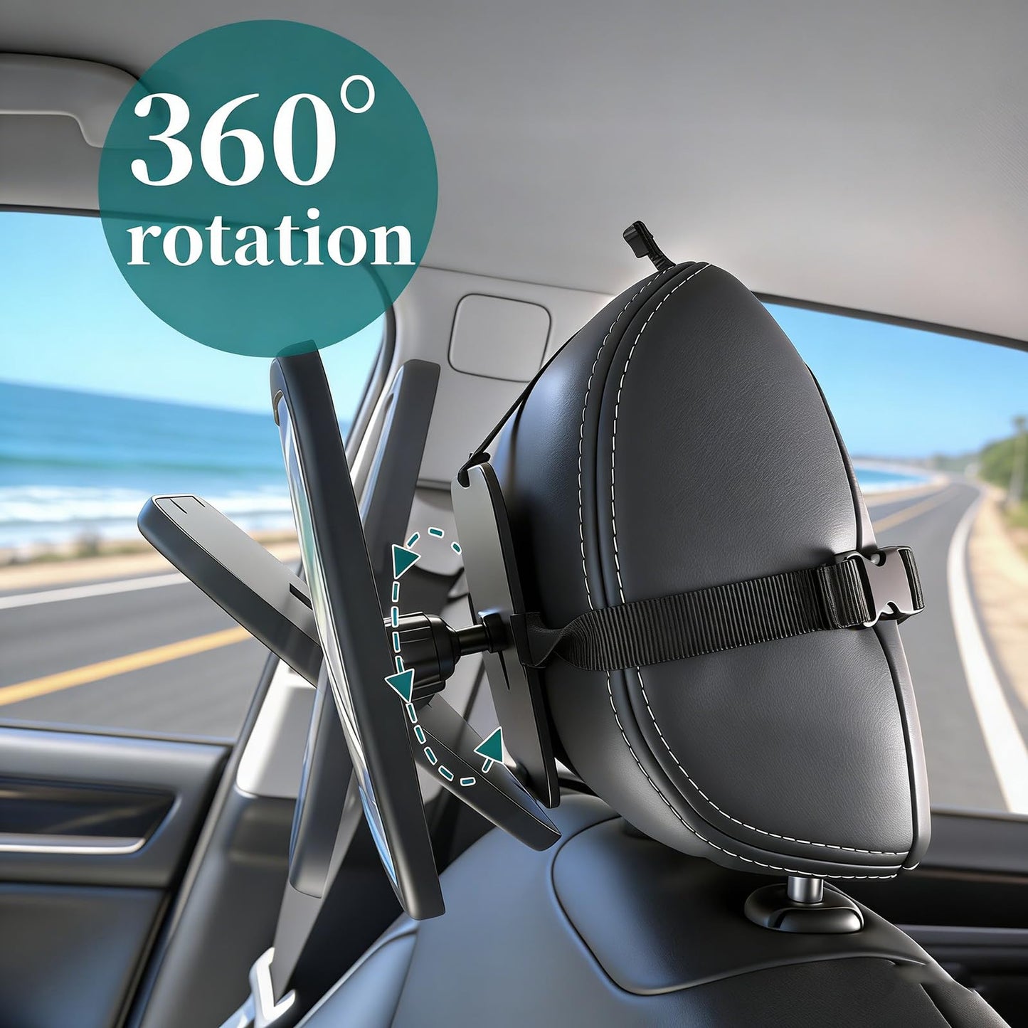 Funbliss Baby-Rückspiegel für rückwärtsgerichteten Autositz, 360° drehbar, sicherheitszertifiziertes, bruchsicheres Acrylglas, klare Weitsicht, Baby-Autospiegel für rückwärtsgerichteten Kindersitz, Baby-Fahrzeugspiegel