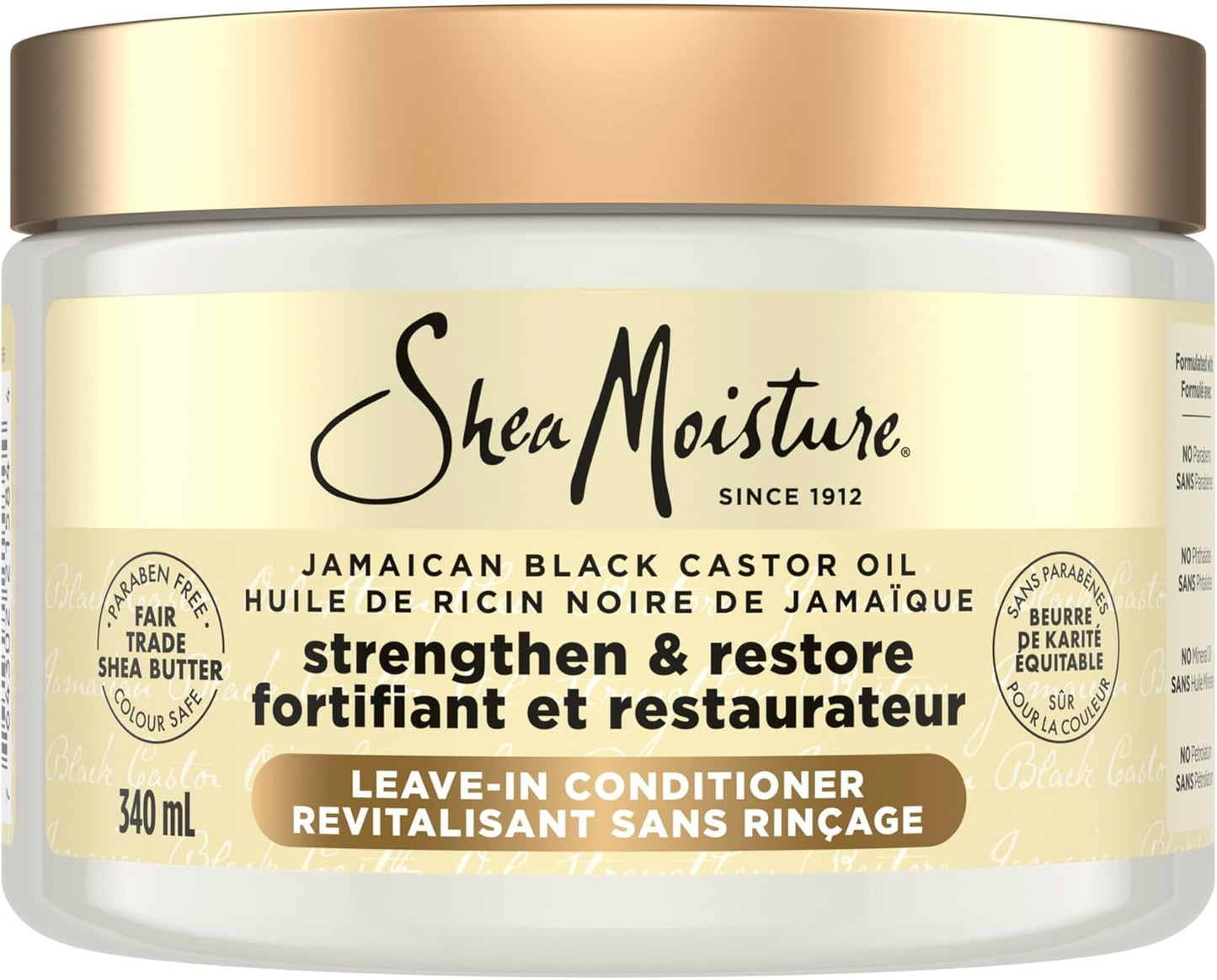 SheaMoisture Jamaican Black Castor Oil Strengthen & Restore for damaged or chemically processed hair Leave-In Conditioner cruelty-free hair treatment 340mL
