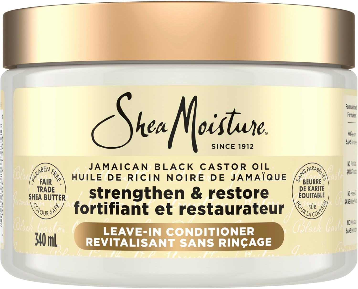 SheaMoisture Jamaican Black Castor Oil Strengthen & Restore for damaged or chemically processed hair Leave-In Conditioner cruelty-free hair treatment 340mL
