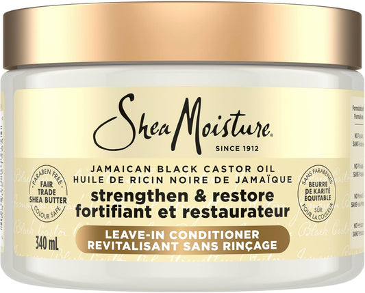 SheaMoisture Jamaican Black Castor Oil Strengthen & Restore for damaged or chemically processed hair Leave-In Conditioner cruelty-free hair treatment 340mL