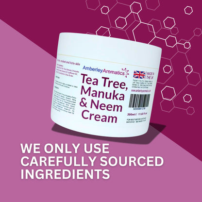 Tea Tree, Manuka & Neem Cream 350ml - Antibacterial, Anti-fungal, Antiseptic, Anti-Itch, Dry, Chapped & Cracked Skin, Eczema, Psoriasis, Jock Itch, Fungal infections. Fast Effective Relief