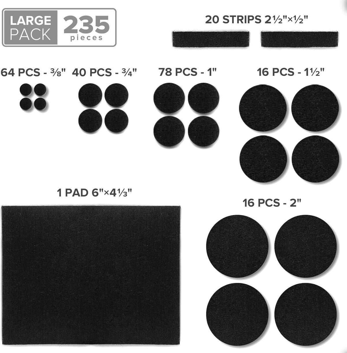 Felt Pads X-PROTECTOR - Giant 235 Pack Premium Furniture Pads. Huge Quantity Felt Furniture Pads Wood Floor Protectors for Furniture Feet – Best Hardwood Floor Protectors. Protect Your Wood Floors!