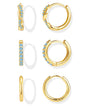 Inerney 14K Gold Plated Huggie Hoop Earrings for Women, Small Sterling Silver Earring Set Hypoallergenic Cartilage Helix Stacks, Mini Dainty Cute Trendy Birthstone Jewelry Gift for Multiple Piercings