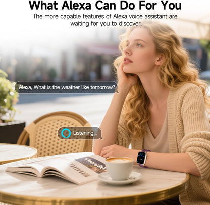 Smartwatch für Herren Damen (Anrufe entgegennehmen/tätigen), Alexa-Smartwatch kompatibel mit Android iOS, Fitness-Tracker mit Herzfrequenz-SpO2-Schlafmonitor, 1,8 Zoll HD DIY Zifferblatt Wasserdichte Uhr mit Bluetooth-Anruffunktion