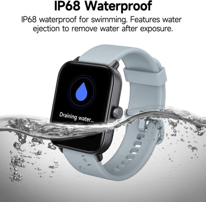 Smartwatch für Herren Damen (Anrufe entgegennehmen/tätigen), Alexa-Smartwatch kompatibel mit Android iOS, Fitness-Tracker mit Herzfrequenz-SpO2-Schlafmonitor, 1,8 Zoll HD DIY Zifferblatt Wasserdichte Uhr mit Bluetooth-Anruffunktion