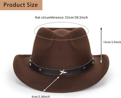 Cowboyhut für Jungen Mädchen Western Filzhut Fedora für Kinder 3-6 Jahre