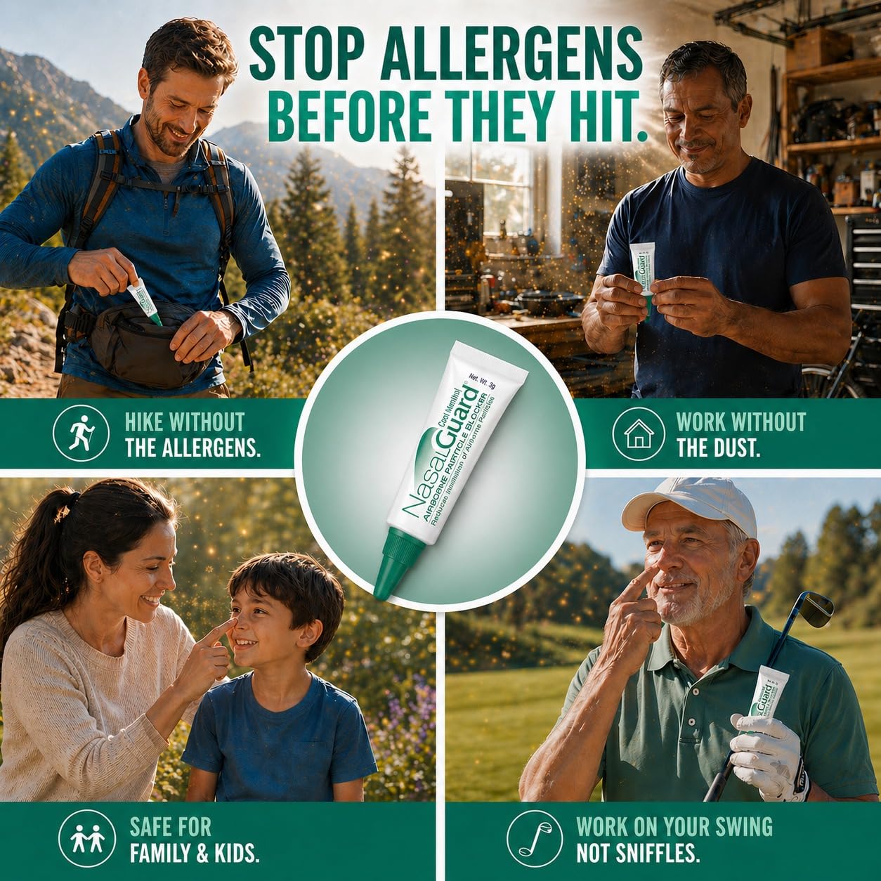 for Air Travelers | Cabin Air Protection Gel | Helps Block Dust, Mold & Airborne Contaminants | Drug-Free, Applied Around Nose | TSA Friendly | 150+ Uses (Unscented, 10g, Pack of 6)