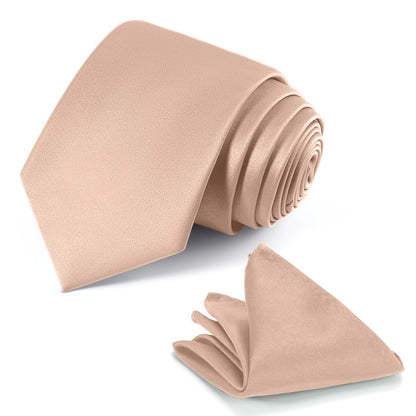 JUNMEISI Black Tie Set in Gift Box Mens Solid Color 3.15" (8CM) Black Necktie and Pocket Square Set