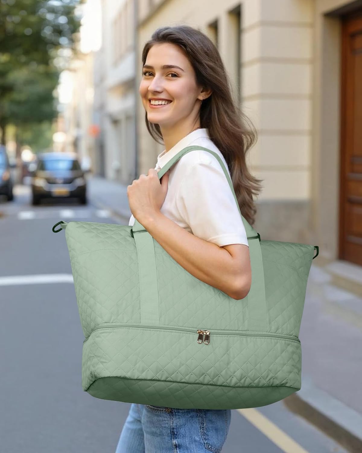 HOTOR Reisetasche - Große Weekender-Tasche für Frauen, Handgepäck mit Schuhfach, Übernachtungstasche mit Kulturtasche für Reiseutensilien und Reisezubehör, Schwarz, 34,0 x 45,0 x 20,0 cm