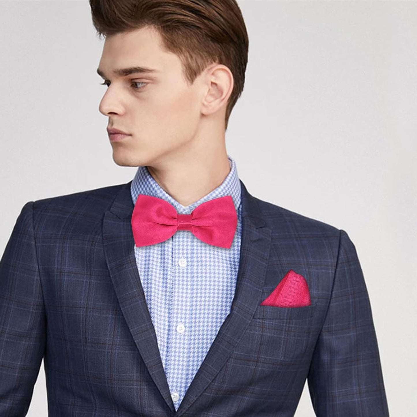 Verstellbare Herren-Fliege, einfarbig, doppelt gefaltet, vorgebunden für Dinner, Hochzeiten, Partys, Business, Bälle