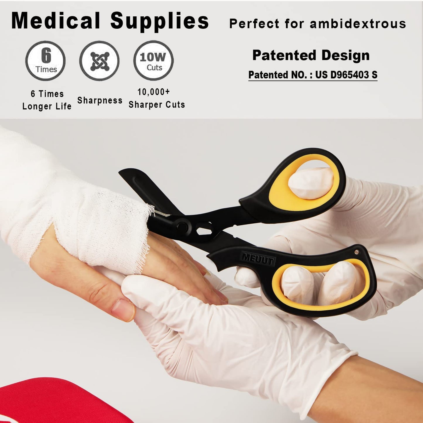 MEUUT 2 Pack Medical Scissors Trauma Shears for Left and Right Hand -Patented Bandage Scissors All Purpose with Non-Stick Blades, Surgical Grade Shears Stainless Steel EMT Scissors for Nurses EMT
