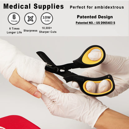 MEUUT 2 Pack Medical Scissors Trauma Shears for Left and Right Hand -Patented Bandage Scissors All Purpose with Non-Stick Blades, Surgical Grade Shears Stainless Steel EMT Scissors for Nurses EMT