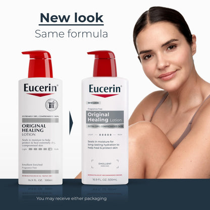 Eucerin Original Healing Rich Body Lotion, Body Lotion for Dry Skin, 16.9 Fl Oz Pump Bottle (Pack of 12)