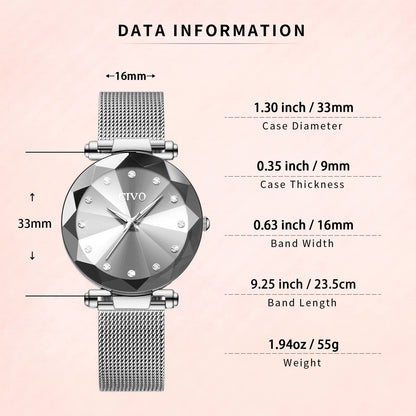 CIVO Damenarmbanduhr, wasserdichte analoge Quarzdameuhr für Damen, Roségold-Mesh-Armband, elegant, luxuriös, Designer-Damenuhr mit Diamant-Zifferblatt