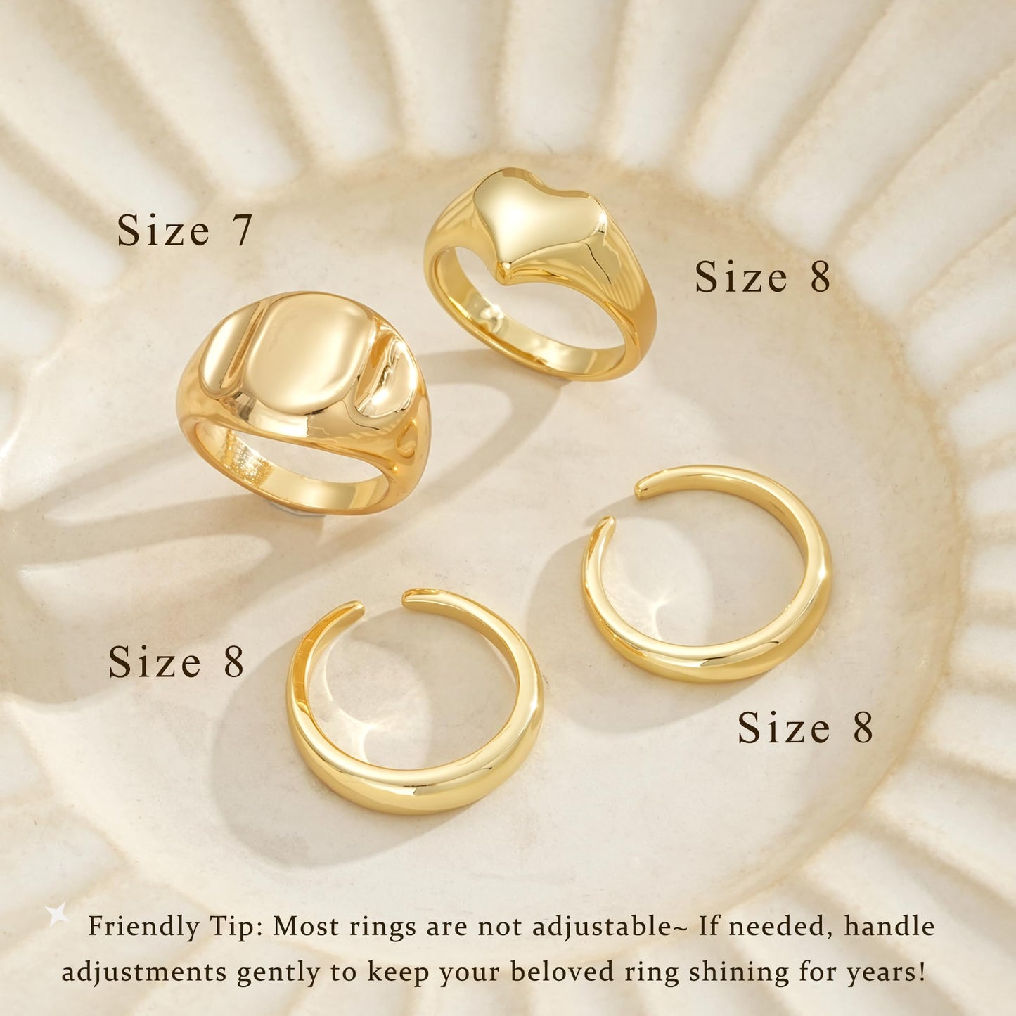 YEEZII Chunky Gold Rings for Women Non Tarnish, 18K Gold Plated Stackable Thumb Ring, Statement Women Rings Set