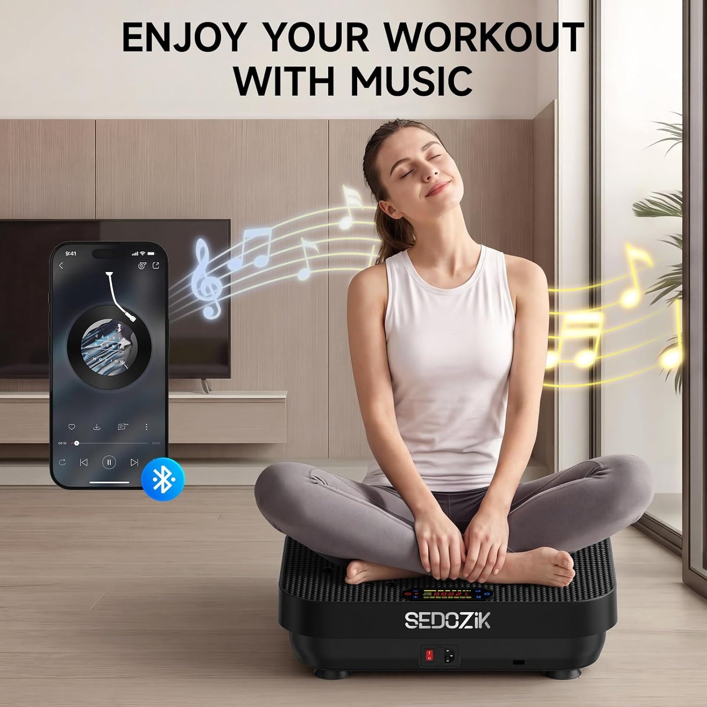 SEDOZIK Vibration Plate Exercise Machine, Vibration Plate for Lymphatic Drainage Weight Loss, 450 Lbs Capacity Full Body Vibrating Platform Workout Equipment with Bluetooth for Home Women Men