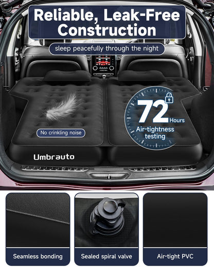 Umbrauto Car Air Mattress Backseat| Inflatable Truck Back Seat Camping Airbed for SUV Rear Seat, Blow Up Sleeping Travel Bed for Van Trunk with Pump & Pillows