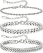 7+1.2 inches (18+3 cm)3pcs-silver-rope/Cuban/Cuban