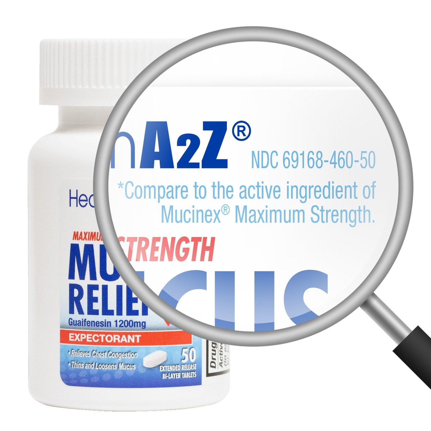HealthA2Z® Mucus Relief | Guaifenesin 1200 mg | 100 Tablets | 12 Hour | Expectorant | Relieves Chest Congestion | Thins and Loosens Mucus (100 Tablets) (Pack of 2)