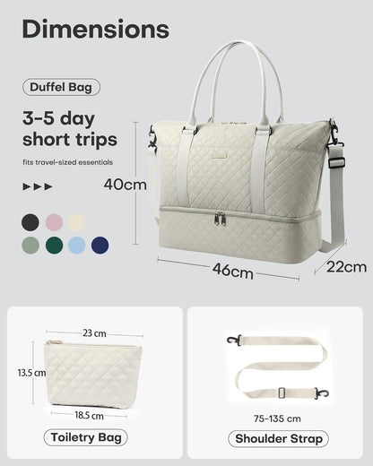 HOTOR Reisetasche - Große Weekender-Tasche für Frauen, Handgepäck mit Schuhfach, Übernachtungstasche mit Kulturtasche für Reiseutensilien und Reisezubehör, Schwarz, 34,0 x 45,0 x 20,0 cm