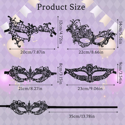 8Pcs Mardi Gras Masquerade Mask for Women Vintage Antique Lace Venetian Mask for Halloween Masquerade Party