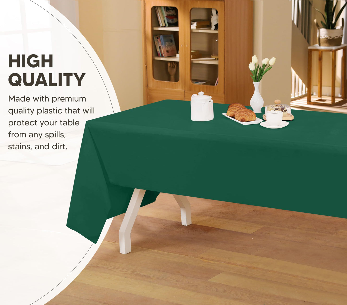 Utopia Kitchen Einweg-Tischdecke aus Kunststoff (12er Pack – 137x274 cm) Weiß Rechteckige Tischdecke Wasserdicht Schmutzabweisend Party-Tischdecke