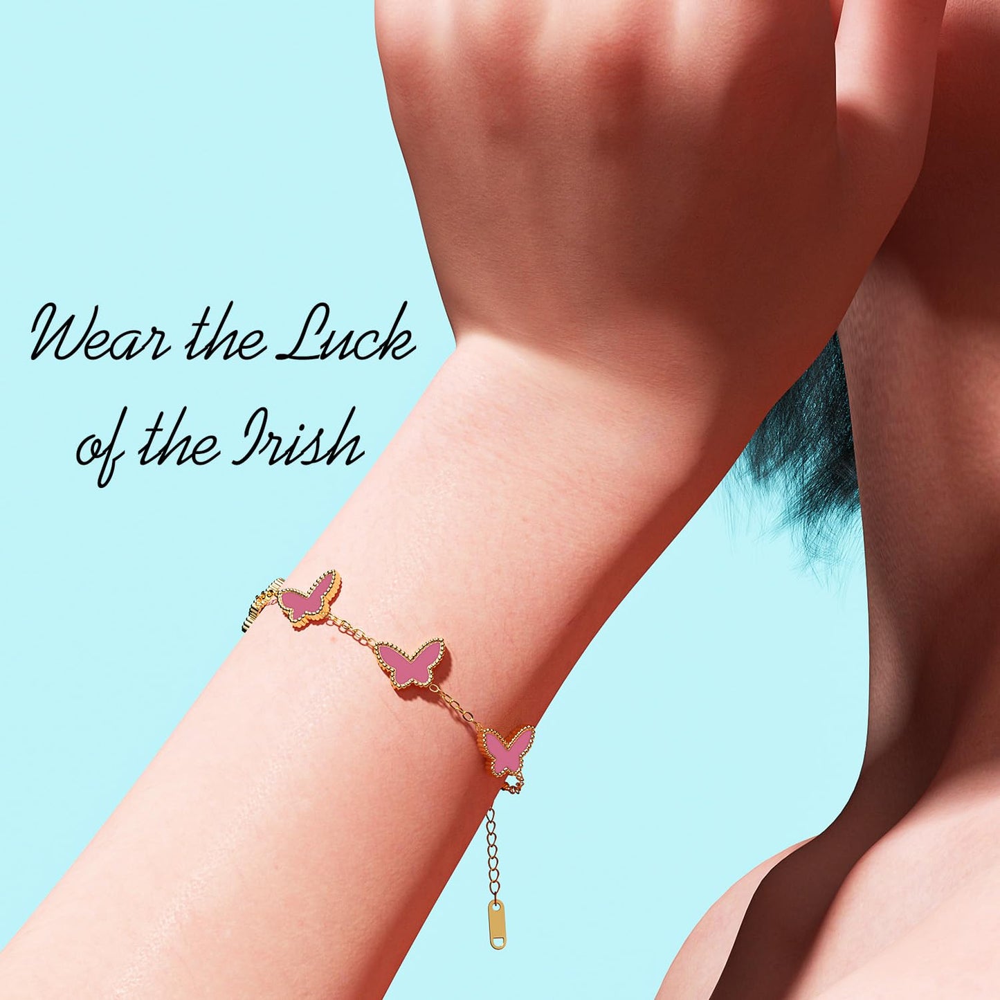 AICase 18K Gold Plated Clover Bracelet Dupes Gold/White/Black Bracelet Set for Women Flower Leaf Lucky Clover Bracelets Trendy Jewelry Birthday Gifts for Women/MoM/Friends