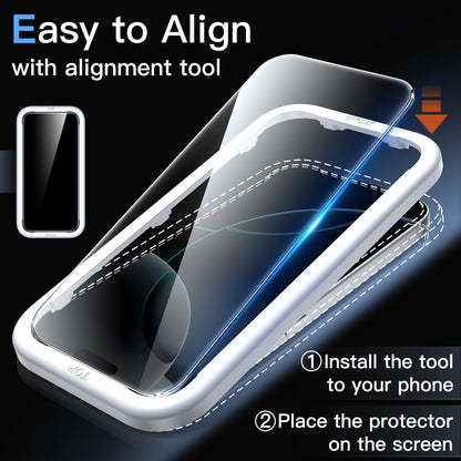 JETech Displayschutzfolie für iPhone 16 6,1 Zoll, gehärtetes Glas mit einfachem Installationstool, Case-Friendly, HD Klar, 3 Stück