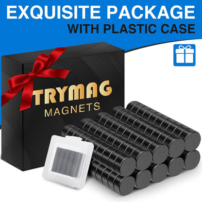 TRYMAG Klein 10x3mm 50 Stück Seltenerdmagnete, 50 Stück Winzige Runde Kühlschrankmagnete für Whiteboard, Kühlschrank, DIY, Küche, Büro