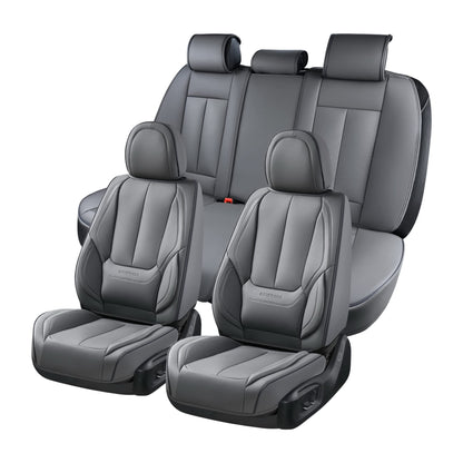 Coverado Car Seat Covers 5 Pieces, Full Set Universal Seat Covers for Cars, Waterproof Nappa Leather Auto Seat Protectors with Head Pillow, Car Interiors Fit for Most Sedans SUV Pick-up Truck, Black