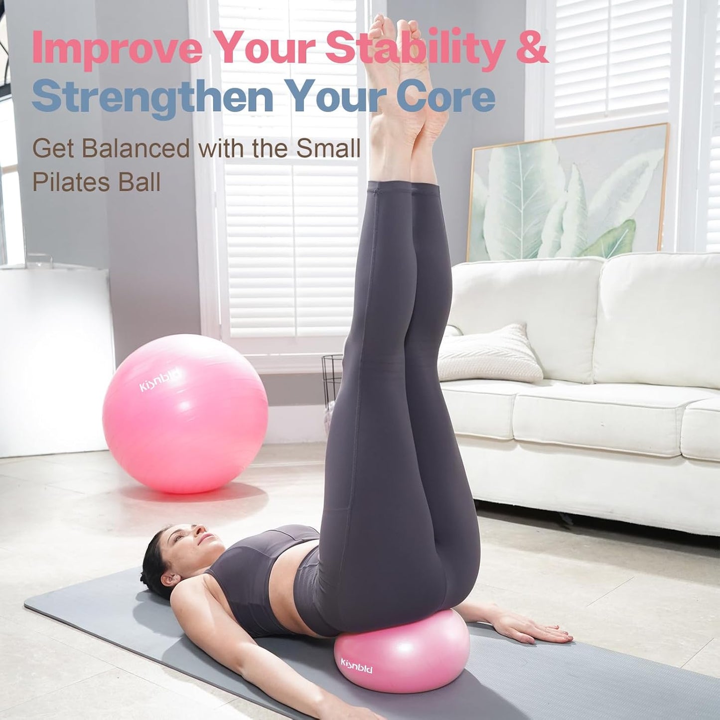 kisnbld Kleiner Gymnastikball, 9 Zoll Mini Pilates Ball, Anti-Burst und Rutschfester Mini Yoga Ball für Stabilität, Fitness, Physiotherapie, Dehnung und Rumpfkrafttraining zu Hause, im Fitnessstudio und Büro