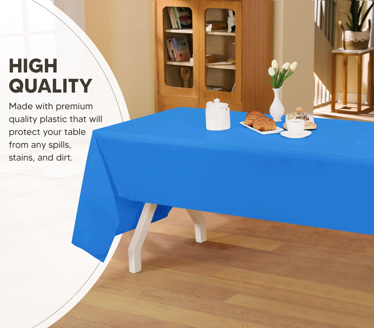 Utopia Kitchen Einweg-Tischdecke aus Kunststoff (12er Pack – 137x274 cm) Weiß Rechteckige Tischdecke Wasserdicht Schmutzabweisend Party-Tischdecke