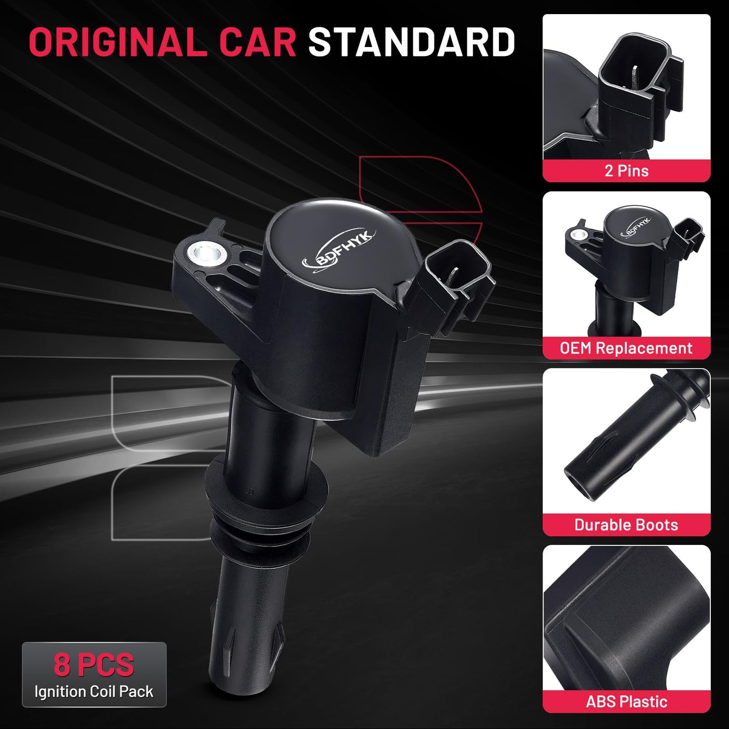 BDFHYK Ignition Coil Pack UF648 and Iridium Spark Plug 97390 Compatible with Jeep Grand Cherokee 2011-2015 Jeep Wrangler Dodge Charger Grand Caravan 2016 Chrysler 200 300 Jeep Coil Pack 3.6L Set of 6