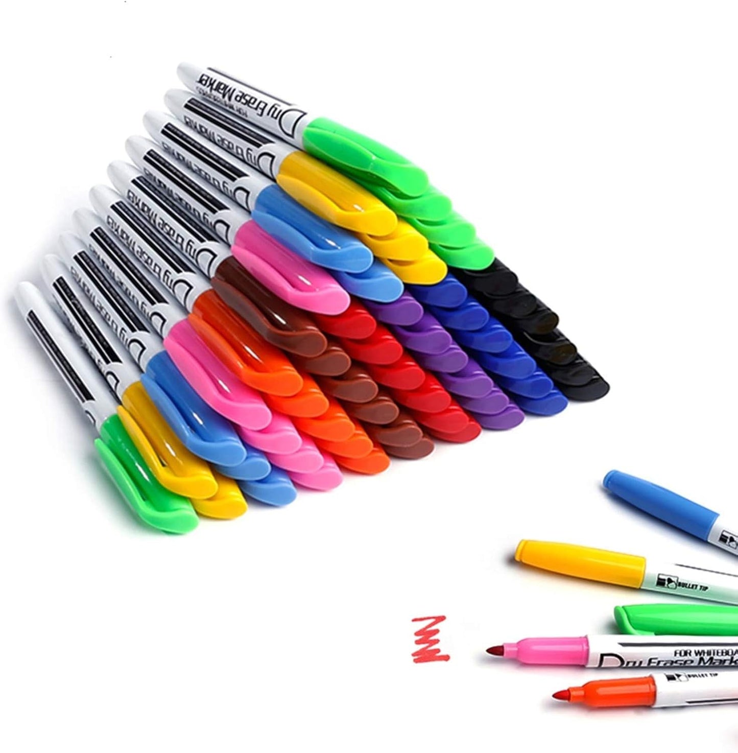 Dry Erase Markers Low Odor Fine Whiteboard Markers Thin Box of 12，10 Colors