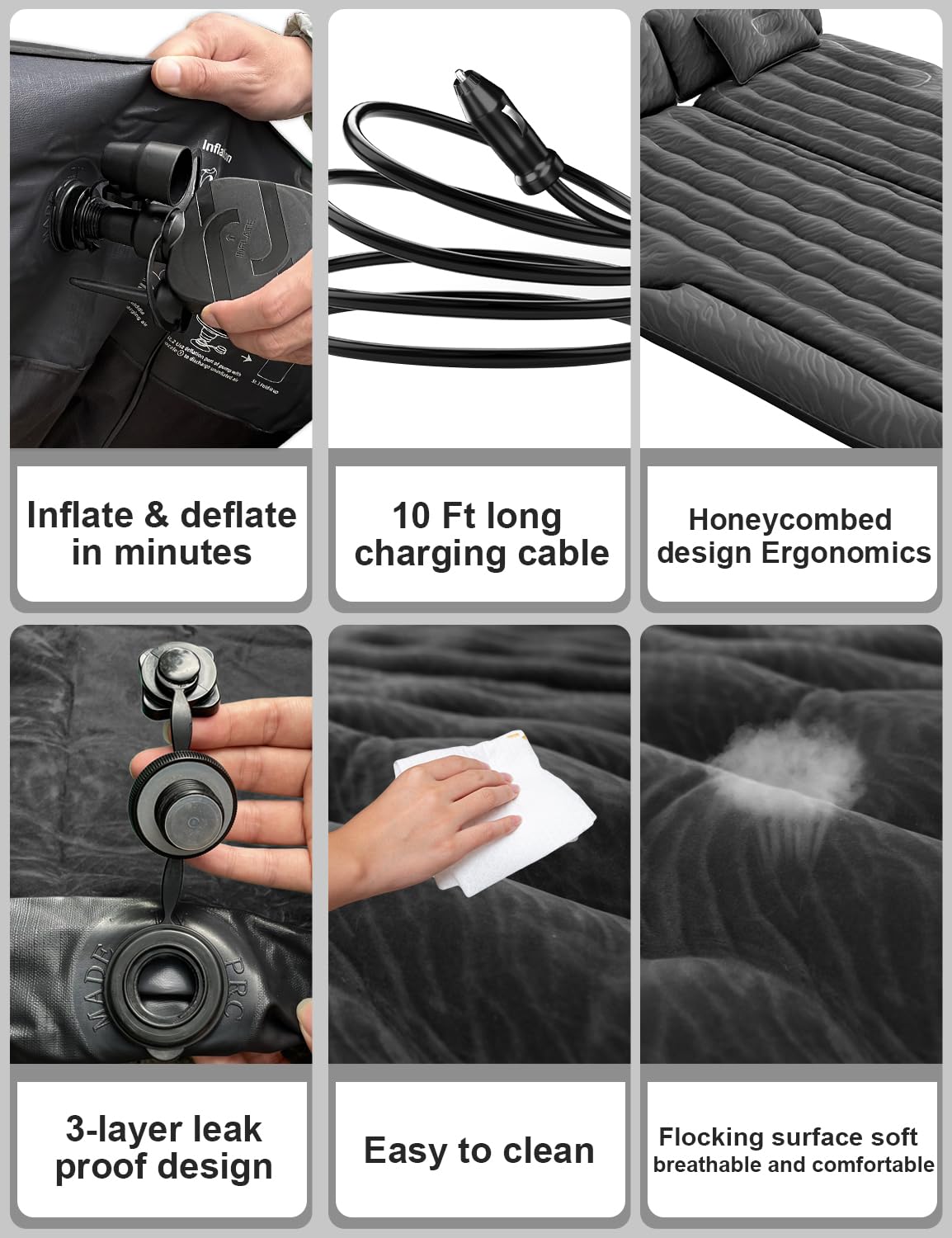 Umbrauto Car Air Mattress Backseat| Inflatable Truck Back Seat Camping Airbed for SUV Rear Seat, Blow Up Sleeping Travel Bed for Van Trunk with Pump & Pillows