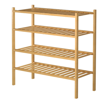 ROMGUAR CRAFT 3 Tier Bamboo Shoe Rack for Closet Free Standing Wood Shoe Shelf Storage Organizer for Entryway Small Space Stackable 27"x11"x20" (Natural)