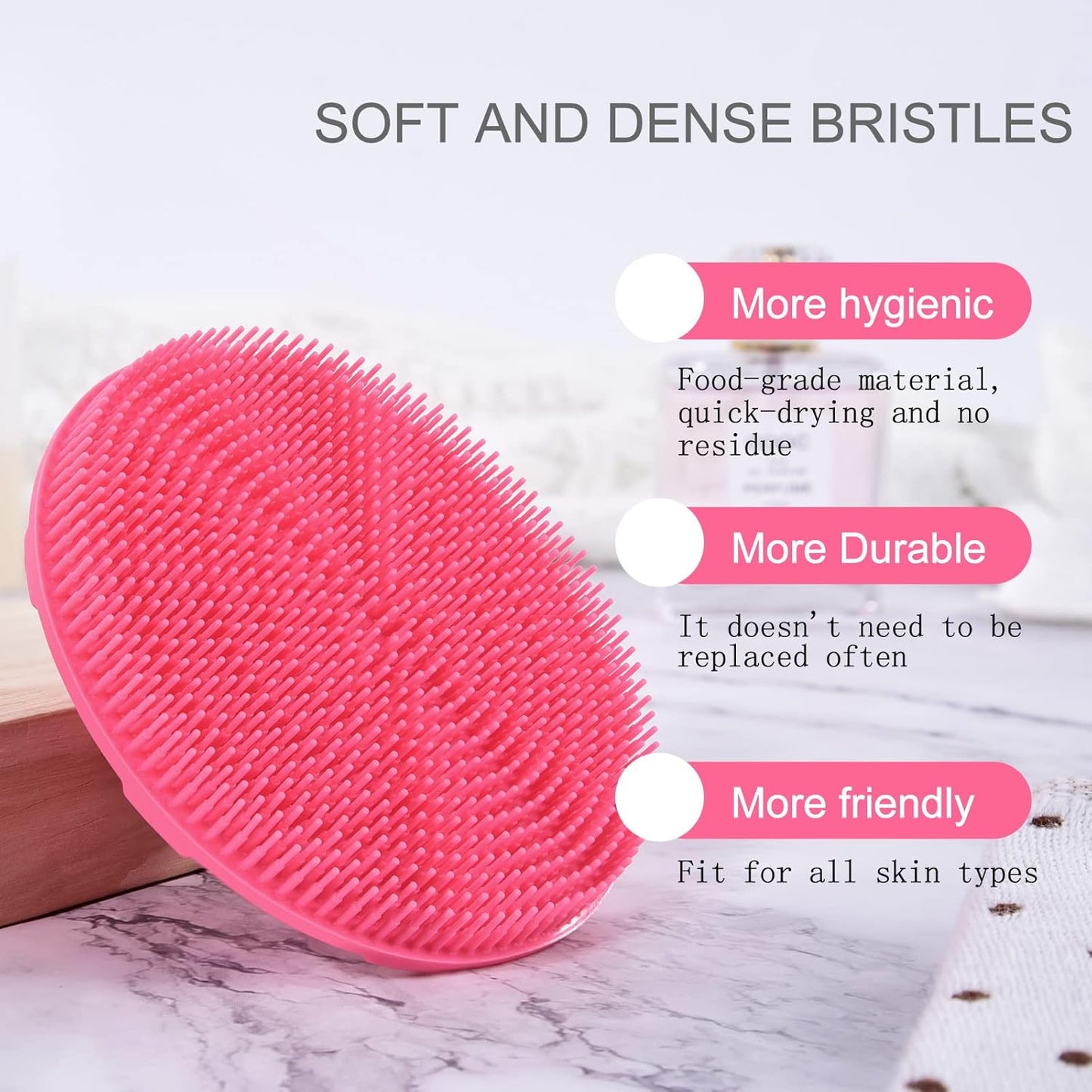 INNERNEED Duschbürste aus weichem Silikon in Lebensmittelqualität, Hand-Körperbürste zur Hautreinigung, sanftes Peeling, gute Schaumbildung (Schwarz)