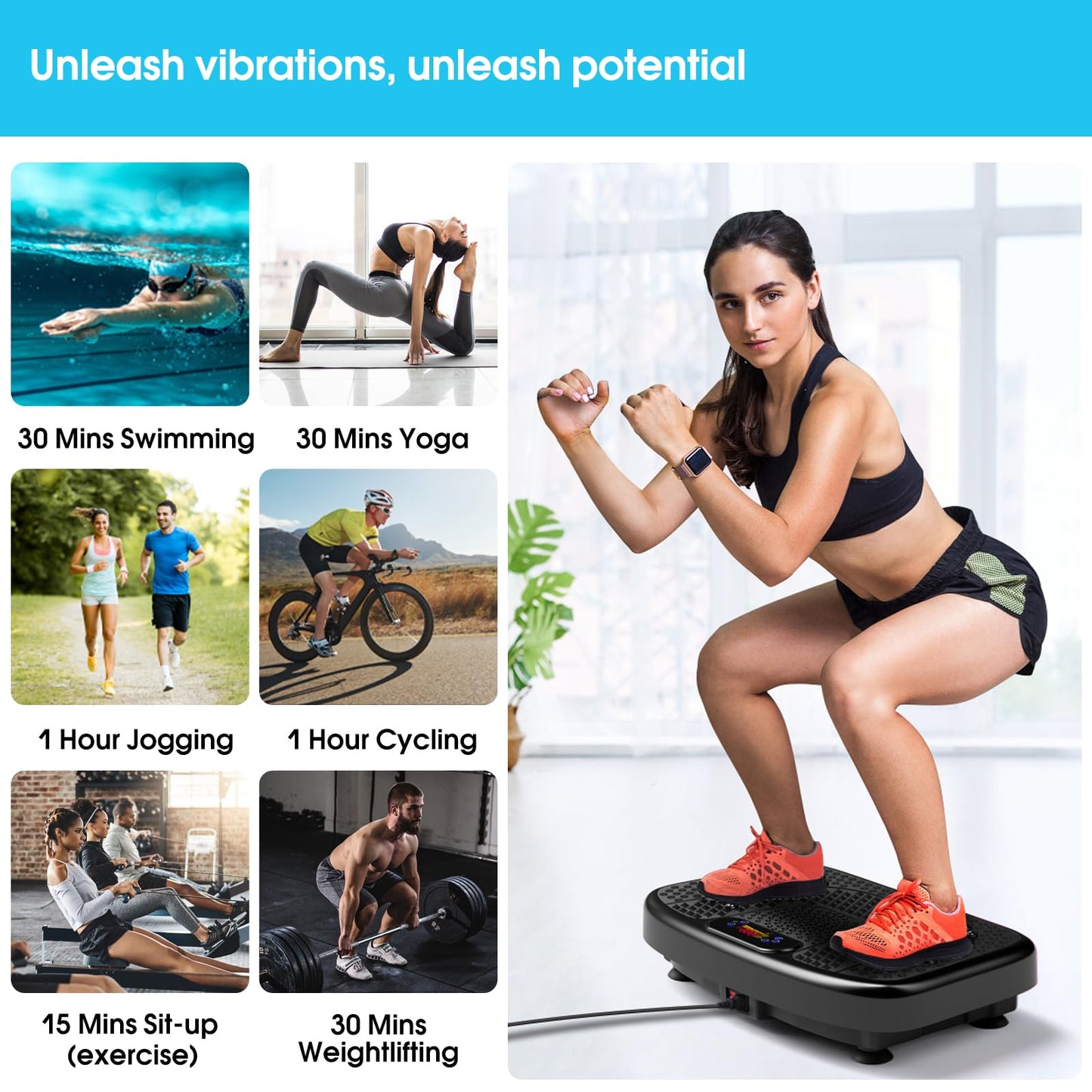 SoftGym Waver Vibration Plate Exercise Machine for Lymphatic Drainage Weight Loss,120 Speed Levels Vibrating Platform with Resistance Bands,Full-Body Workout Equipment for Muscle Activation