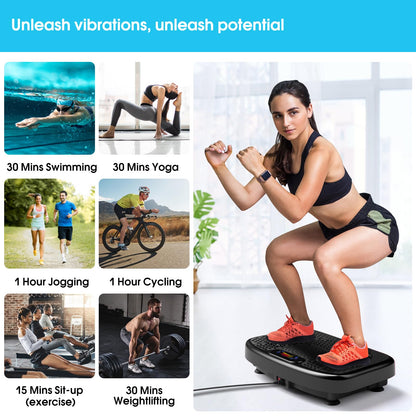 SoftGym Waver Vibration Plate Exercise Machine for Lymphatic Drainage Weight Loss,120 Speed Levels Vibrating Platform with Resistance Bands,Full-Body Workout Equipment for Muscle Activation