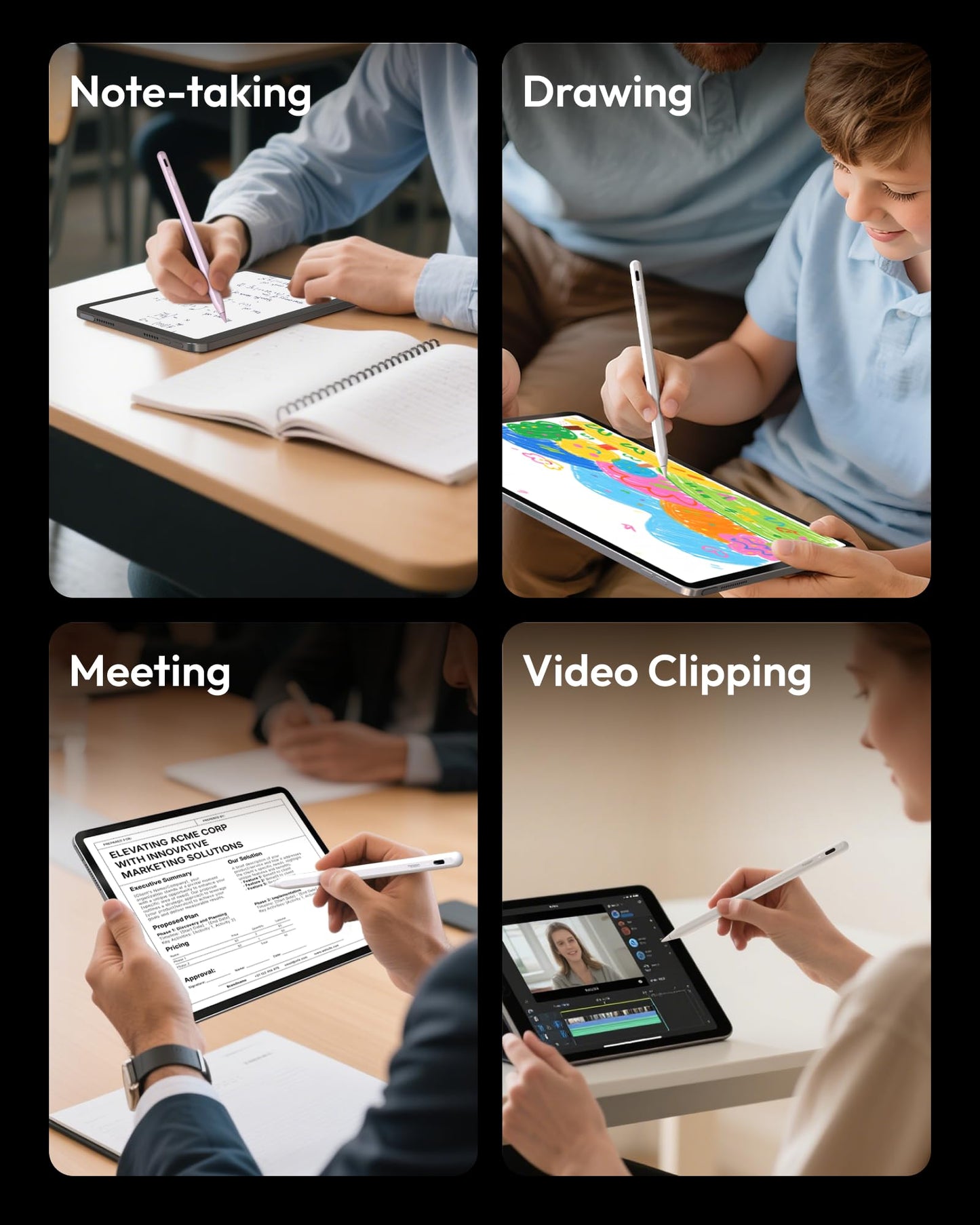 Metapen A8 iPad-Bleistift für Apple iPad 2018-2025, 4 Min. Schnellladung, magnetischer Stylus-Stift für iPad 11/10/9/8/7/6. Generation, iPad-Zubehör für Pro 12.9/11/13-Zoll M4, Air 3/4/5/M2/M3, Mini 5/6. Generation
