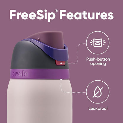 Owala FreeSip Isolierte Edelstahl-Wasserflasche mit Strohhalm für Sport und Reisen, BPA-frei, 710 ml, Shy Marshmallow