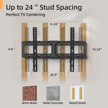 IWORKBOARD 55 65 75 85 inch Tilting TV Wall Mount for 32-90 '' TVs, Low Profile TV Mount Bracket, Safe Lock & Quick Release, Max VESA 600x400mm, 24 inch Studs,132 lbs, Fit Most 55+ 75+ 85+ 86 TVs
