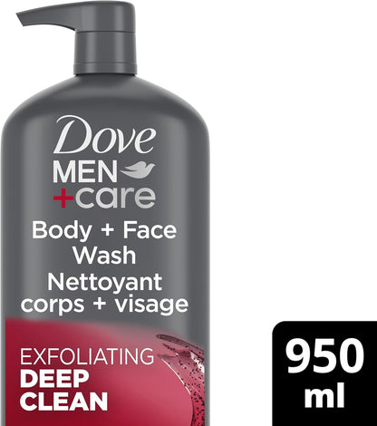 Dove Men+Care Erfrischendes Extra Frisch Körper- und Gesichtswaschmittel mit 24-Stunden nährender Mikromoleküle-Feuchtigkeitstechnologie Körperwaschmittel für Männer, 950 ml
