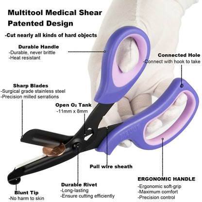 MEUUT 2 Pack Medical Scissors Trauma Shears for Left and Right Hand -Patented Bandage Scissors All Purpose with Non-Stick Blades, Surgical Grade Shears Stainless Steel EMT Scissors for Nurses EMT