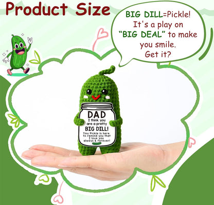 MAMAGIFTREE Fathers Day Dad Birthday Gifts from Daughter or Son,Handmade Crochet Pickle -I Love Best Daddy Ever Gift Thank You Daddy Funny Emotional Care Desk Decor