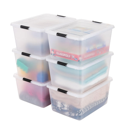 IRIS USA 6-Pack Clip Box with Latching Lids, 18 Quart Craft Storage Bins, Art & Writing Supply Containers for Home, Office & Classroom Organization