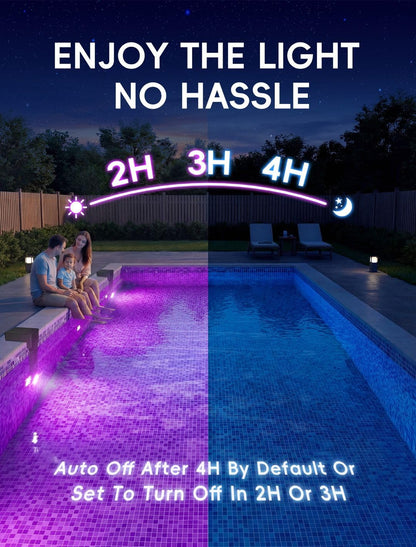 Solar Pool Lights Only for Metal Frame Above Ground Pools, 10-Color RGB 4-Mode LED Underwater Submersible Poolside Light with Auto Dusk Sensor, Waterproof Design, Remote & Timer Off, 1 Pack