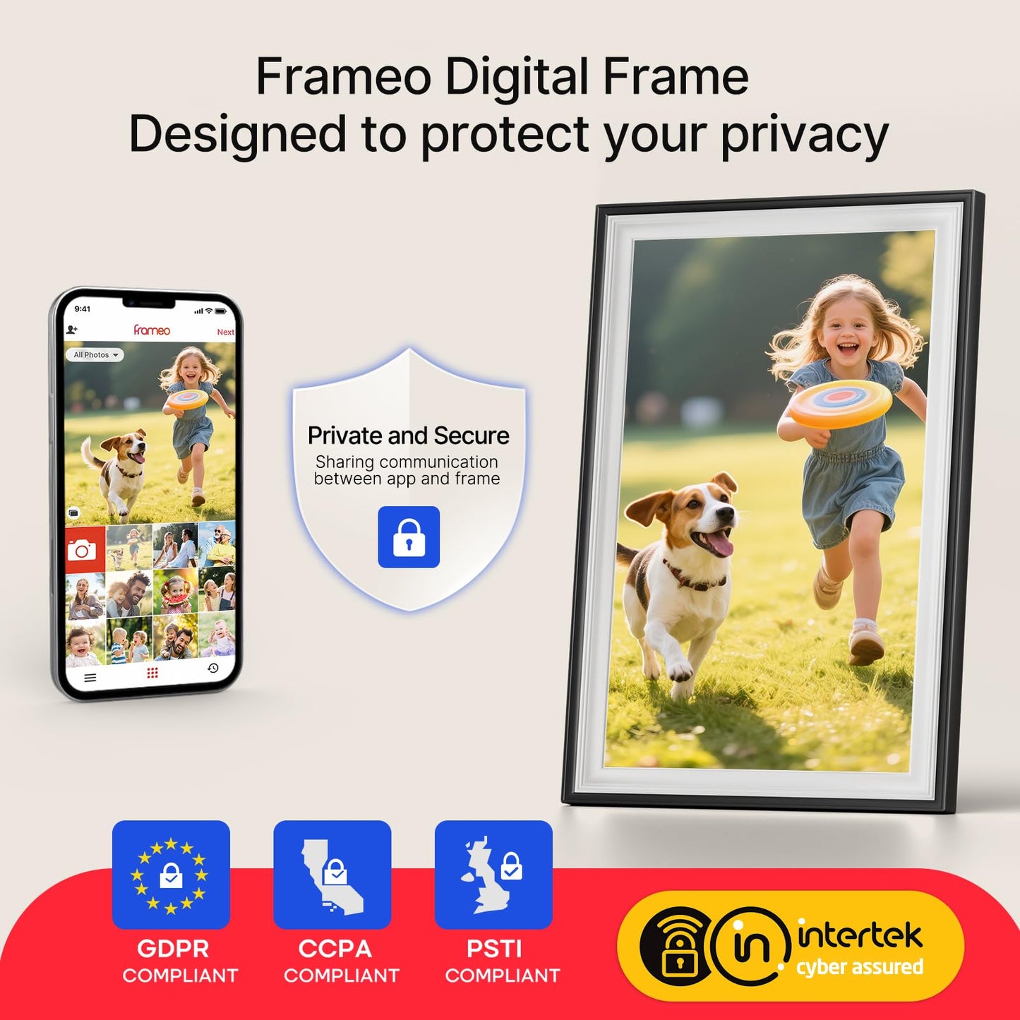Frameo 10.1 Inch WiFi Digital Picture Frame, Smart Cloud Electronic Photo Frame with HD IPS Touch Screen Slideshow 32GB Memory Auto-Rotate Wall Mount, Share Photos/Videos from Phone - Gifts for Mom