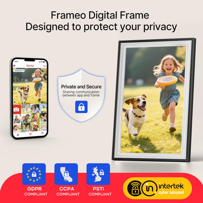 Frameo 10.1 Inch WiFi Digital Picture Frame, Smart Cloud Electronic Photo Frame with HD IPS Touch Screen Slideshow 32GB Memory Auto-Rotate Wall Mount, Share Photos/Videos from Phone - Gifts for Mom